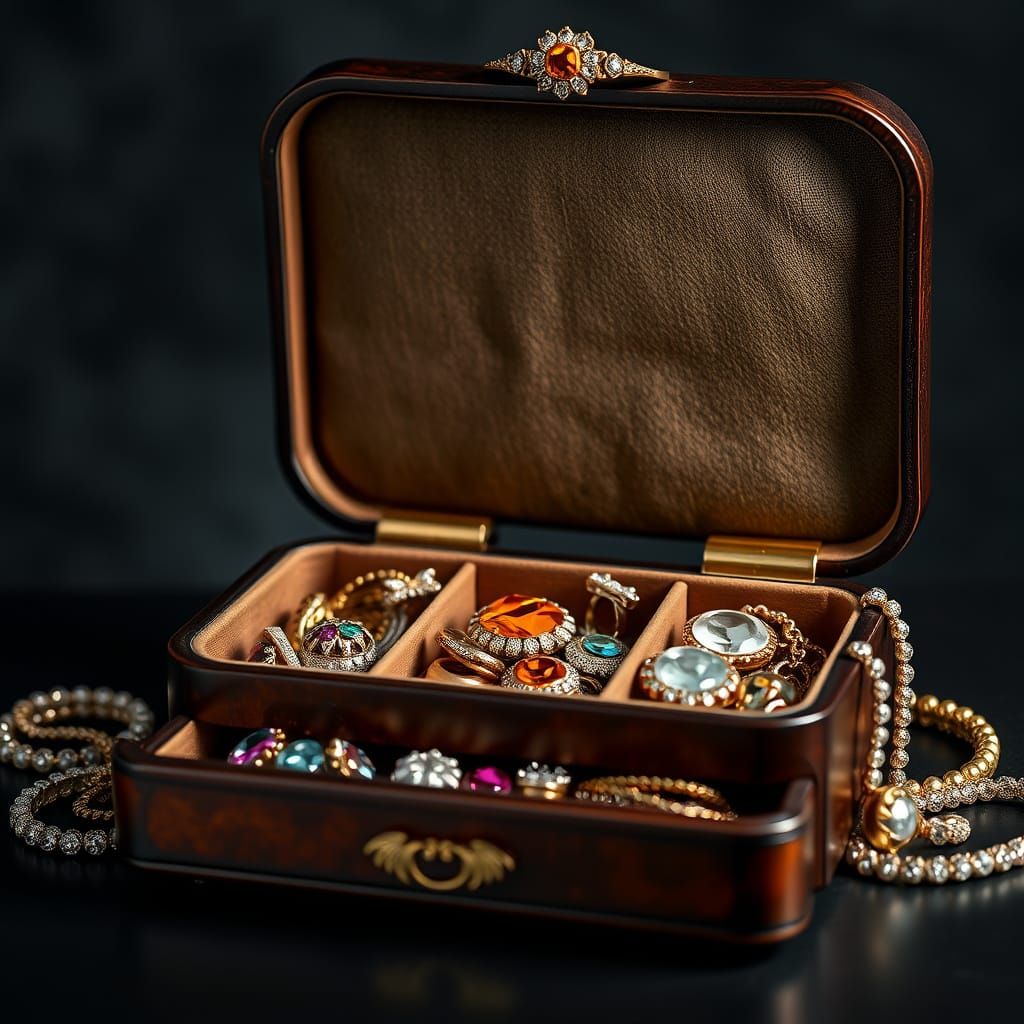 Jewelry Box Overflowing with Jewels and Gems