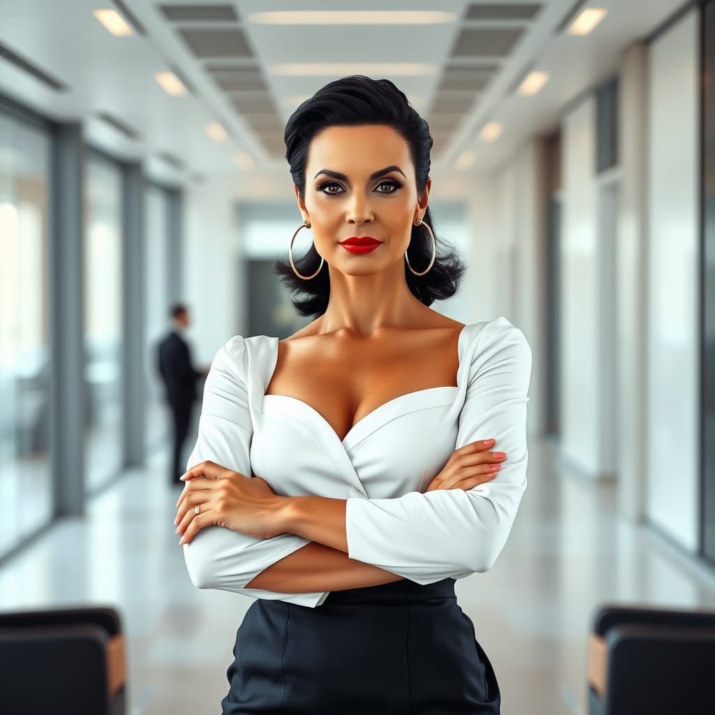 Confident Woman Exudes Power in Modern Office