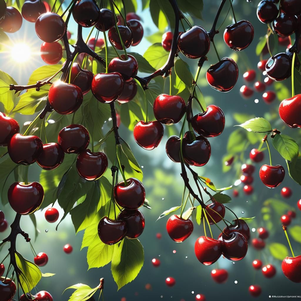 Cosmic Cherries in Fantasy Art Style