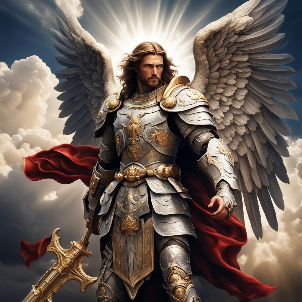 Archangel Michael in Celestial Armor, Ultra-Realistic Image