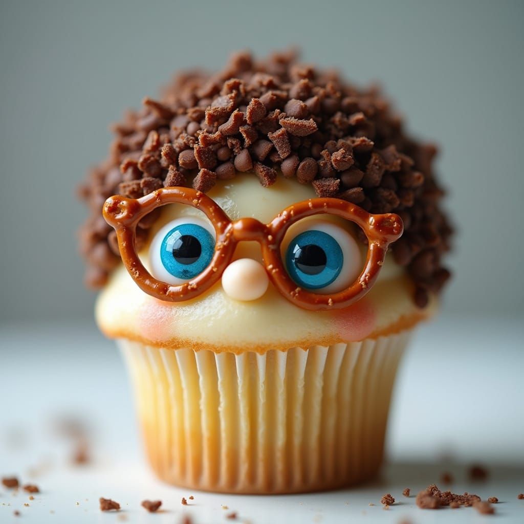 Hyper-Realistic Cupcake Portrait with Chocolate Hair and Spa...