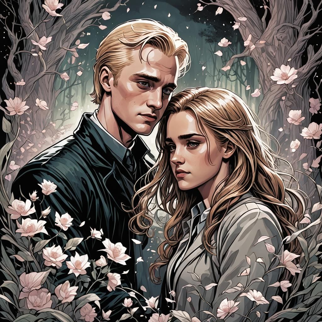 Hermione and Draco in Love: Comic Book Art