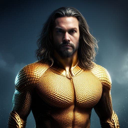 an extremely handsome Jason Momoa, Aquaman, 8k resolution Ultrafine details, Rendered in Unreal Engine 5, Cinematic Com...