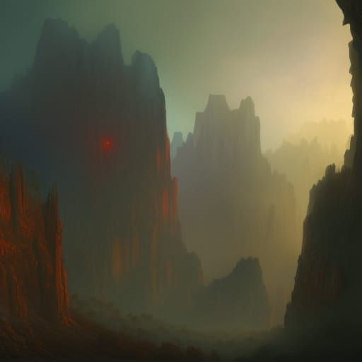 Haunted Canyon in Superstition Mountains: Matte Painting