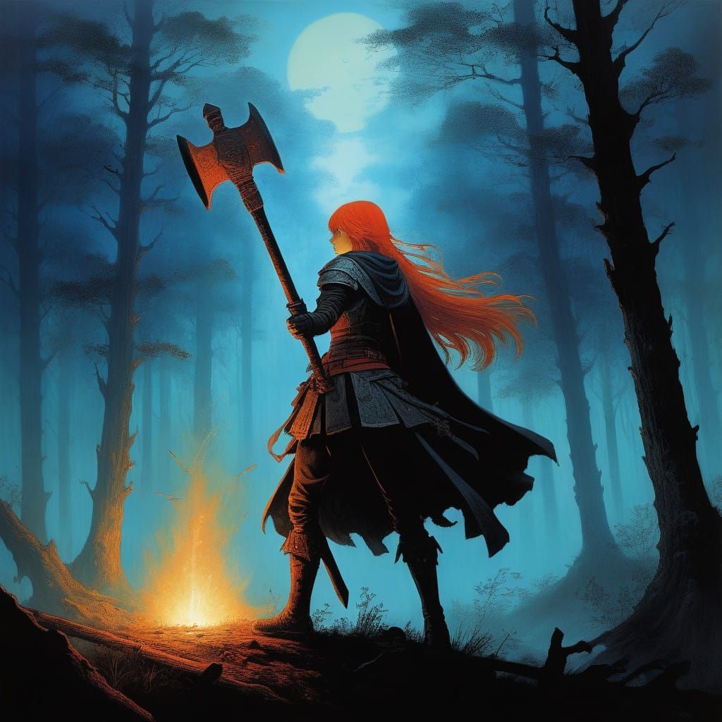 Heroic RWBY Warrior Empowered by Mythic Northern Iconography