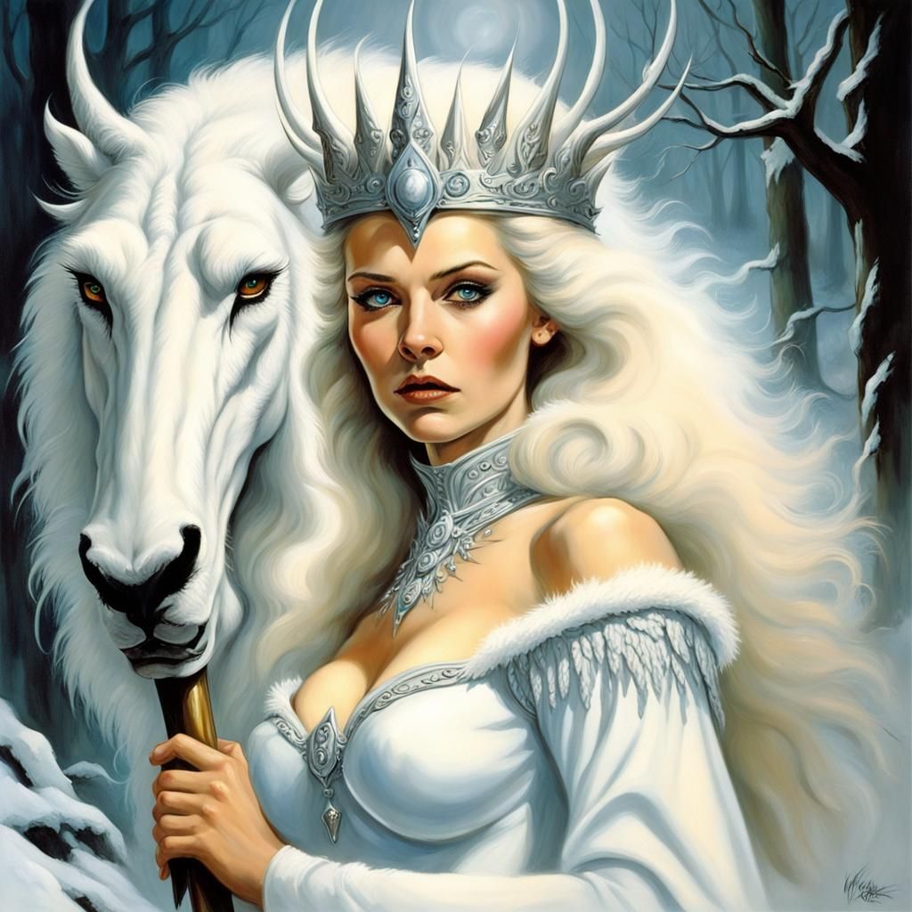The White Witch in Fantasy Art Style