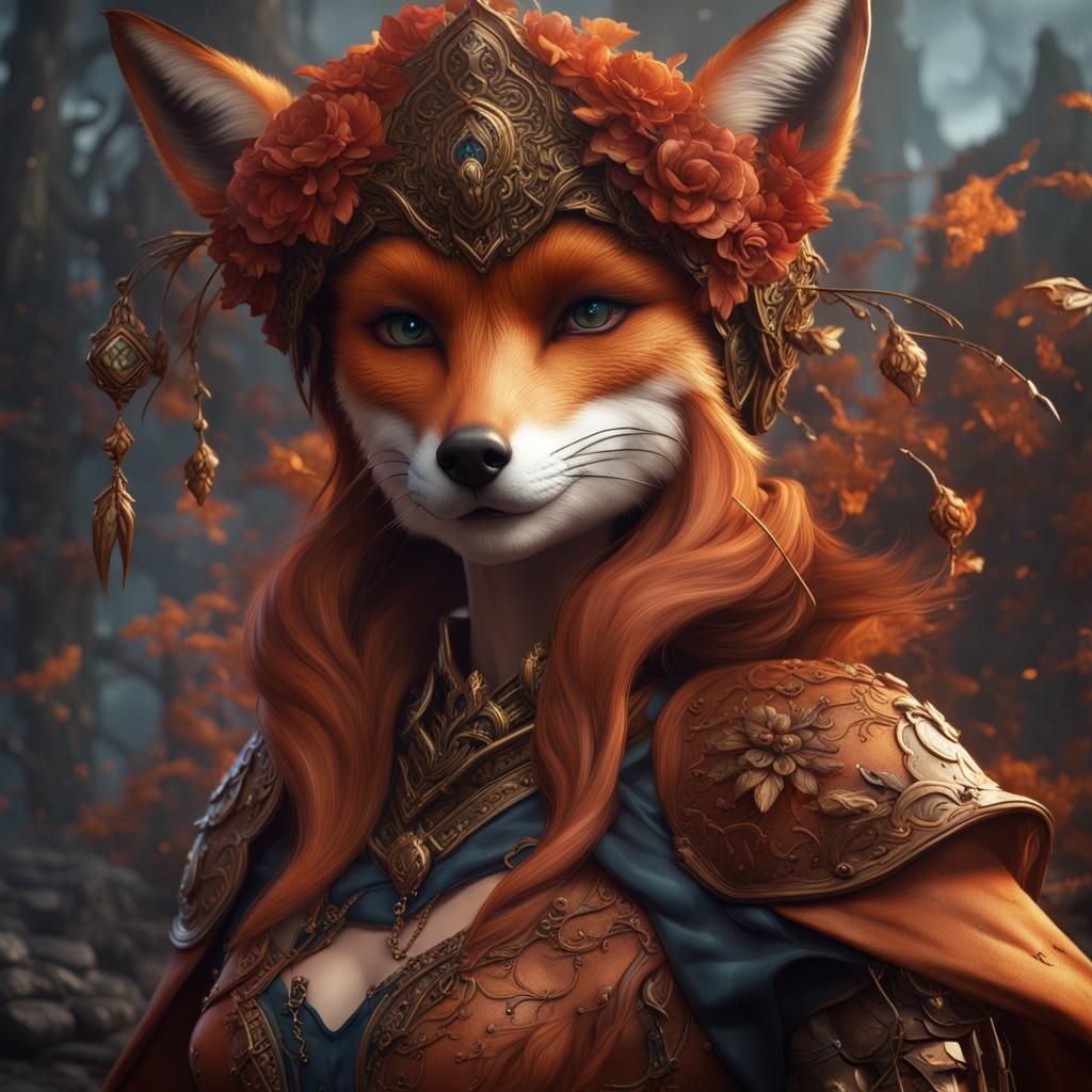 Detailed Female Fox Fantasy Concept Art