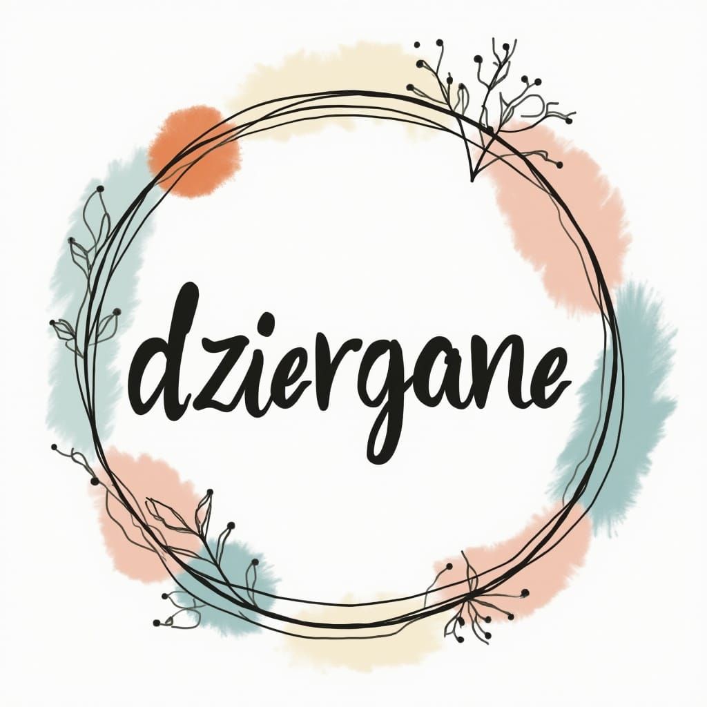 Pastel Circle Logo with Geometric Cursive Text