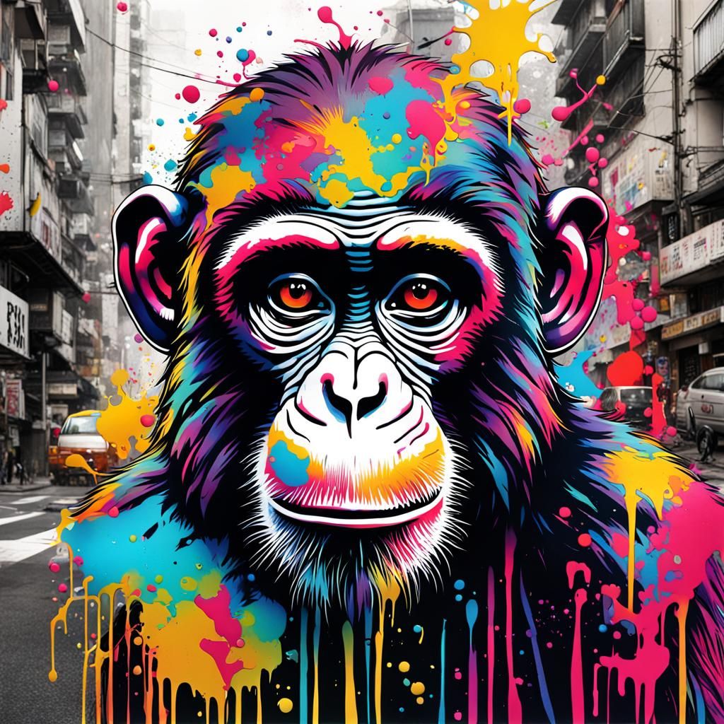 Monkey in Tokyo Graffiti Street Art