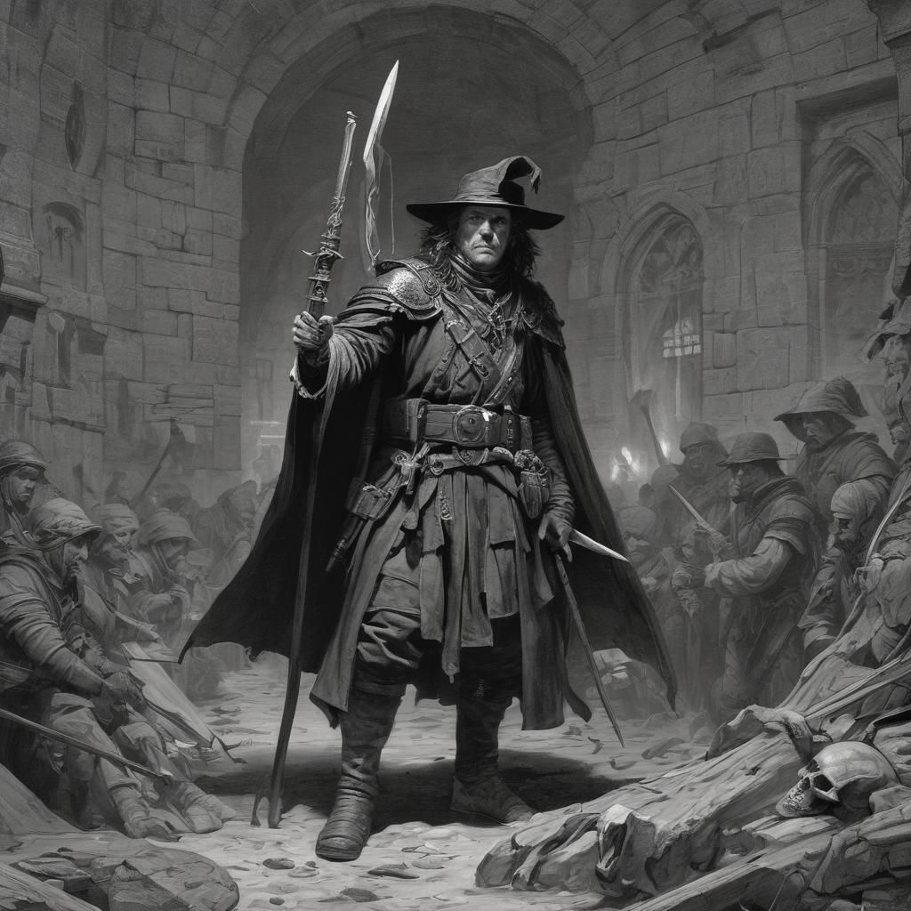 Grimdark Scene in Classical Painting Style