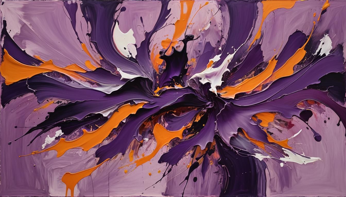 Dynamic Purple Waves in Abstract Expressionism
