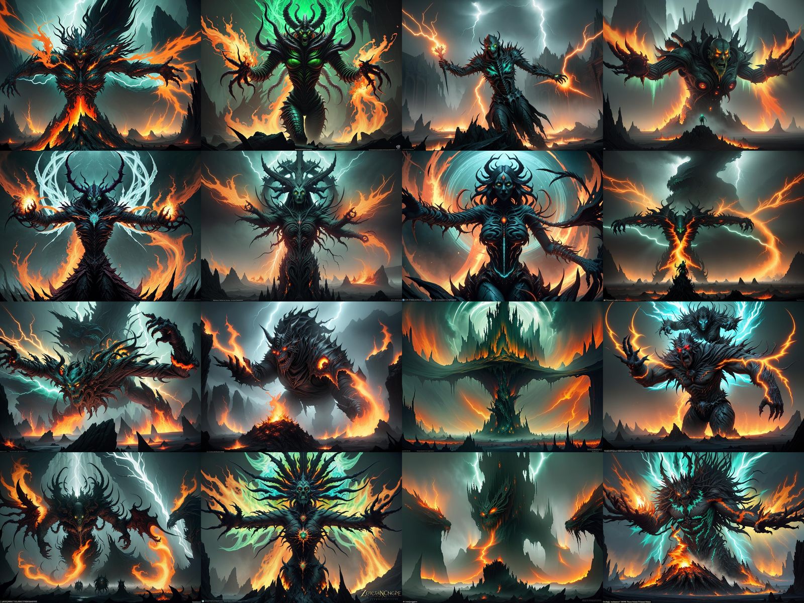 Dark Fantasy Horror Landscape of Twisted Terrain and Unholy...