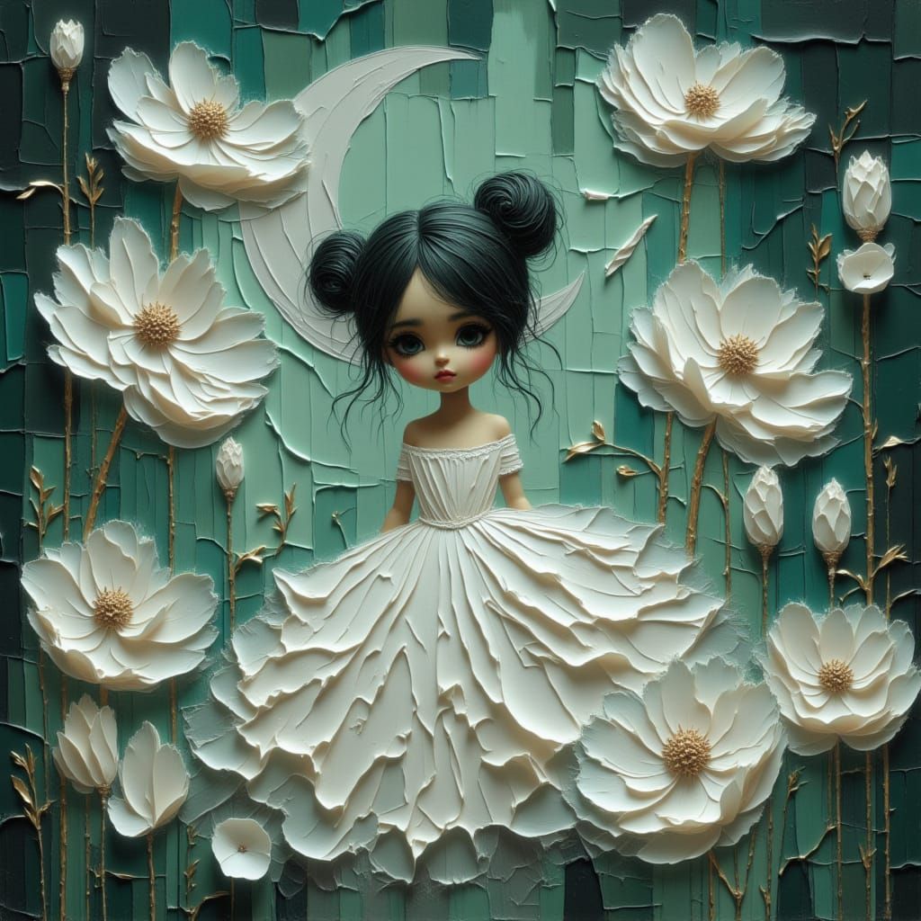 Ethereal Moonflower Woman in Dreamy Style