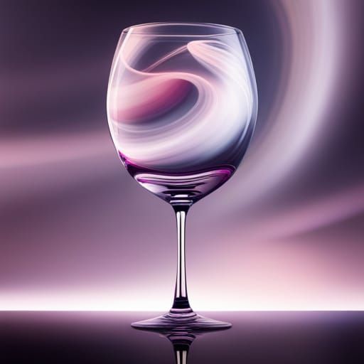 Reflective Swirly Wine Glass on Dull Background