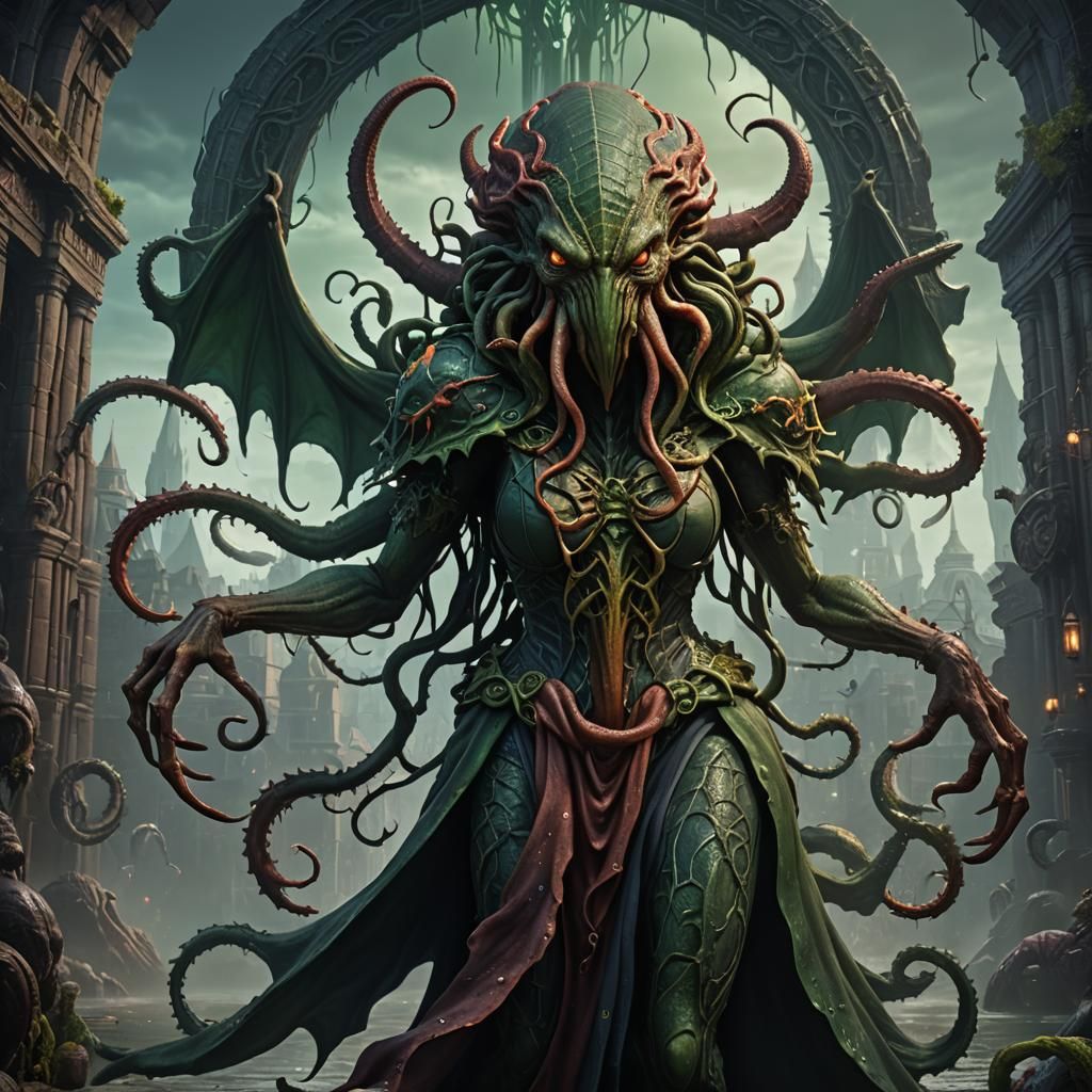 Detailed Female Cthulhu Fantasy Concept Art