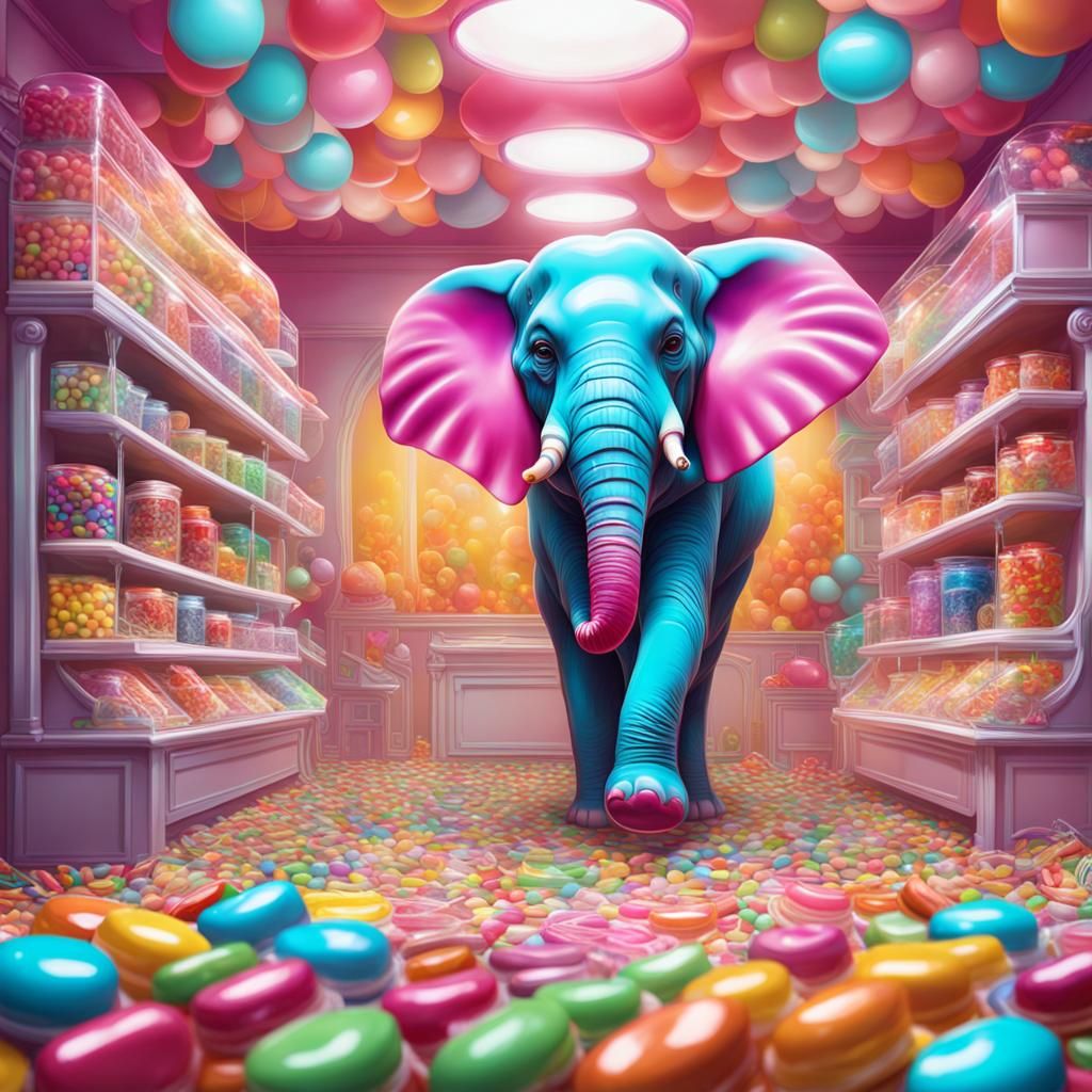 Candy Art Elephant: Whimsical Digital Illustration