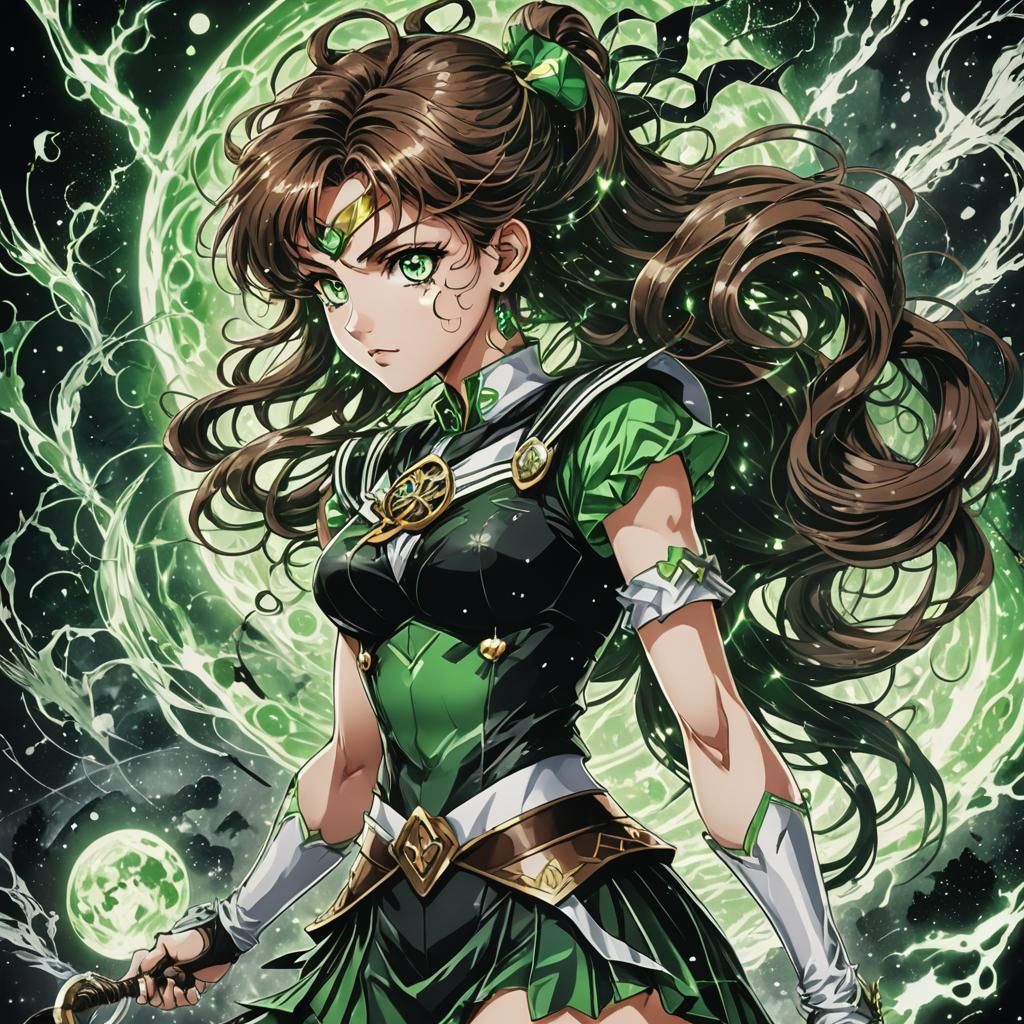 Sailor Jupiter Lightning in Zentangle Ink Wash Style