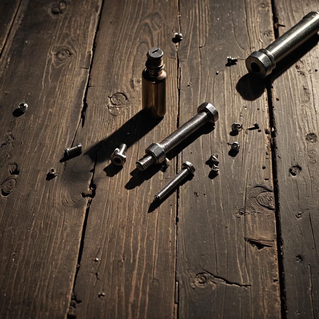 Macro Still Life with Bolts in Film Noir Style