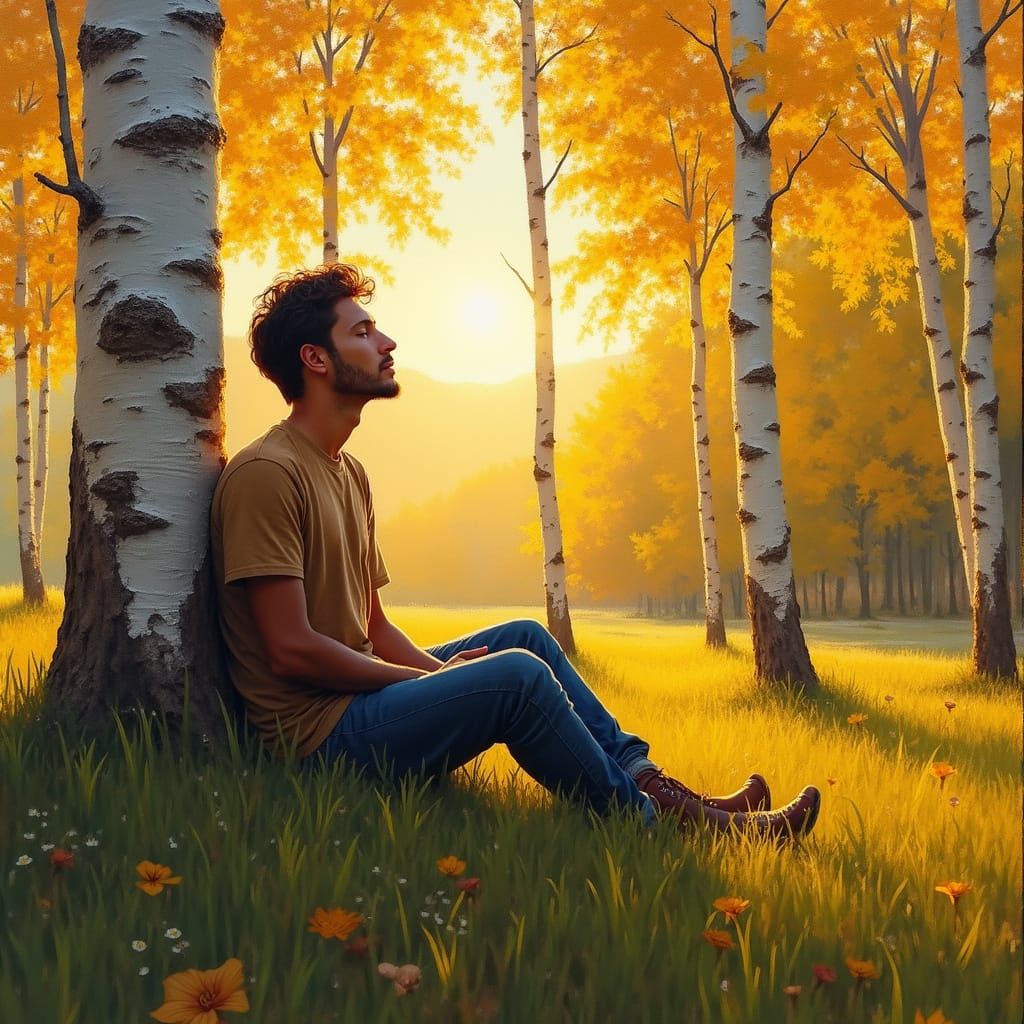 Inner Peace In Aspen Grove At Sunset