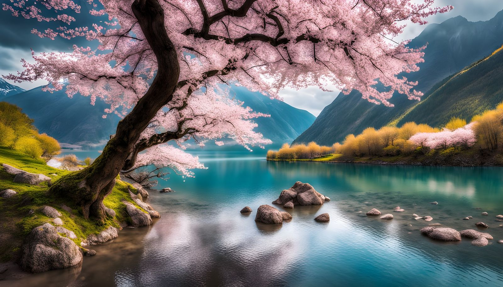 Sakura in Majestic Mountain Valley