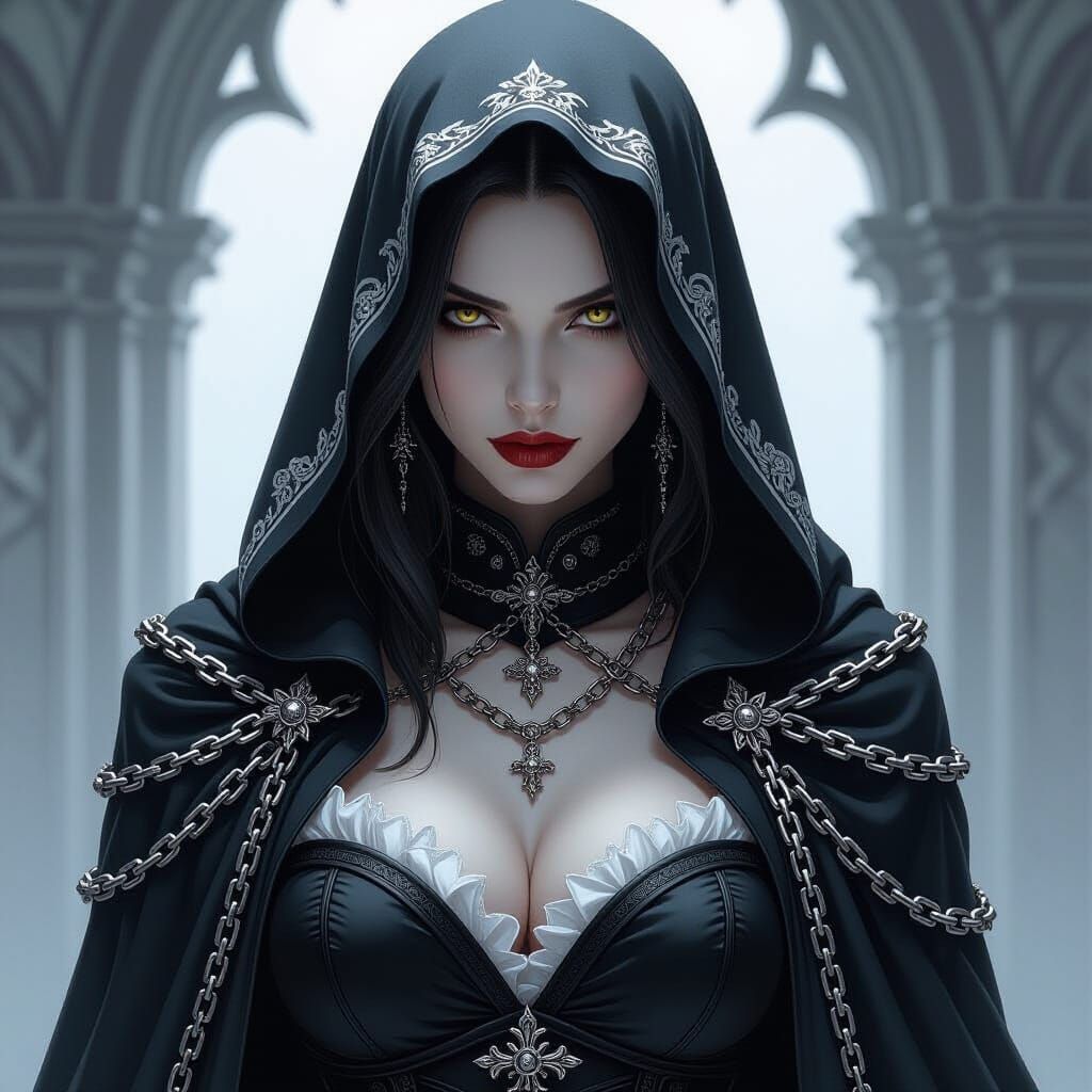 Evil Female Death Cleric in D&D Art Style