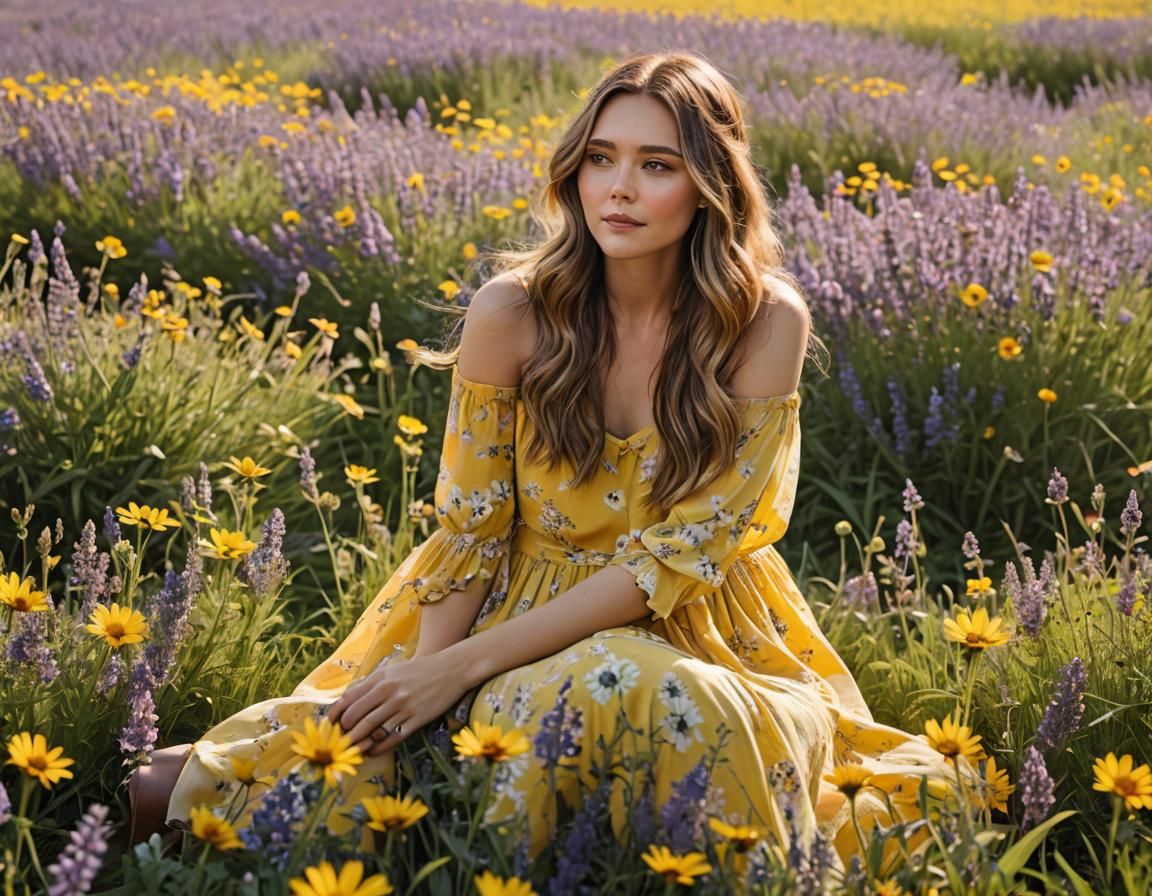Girl in Wildflower Field: 8k Photography