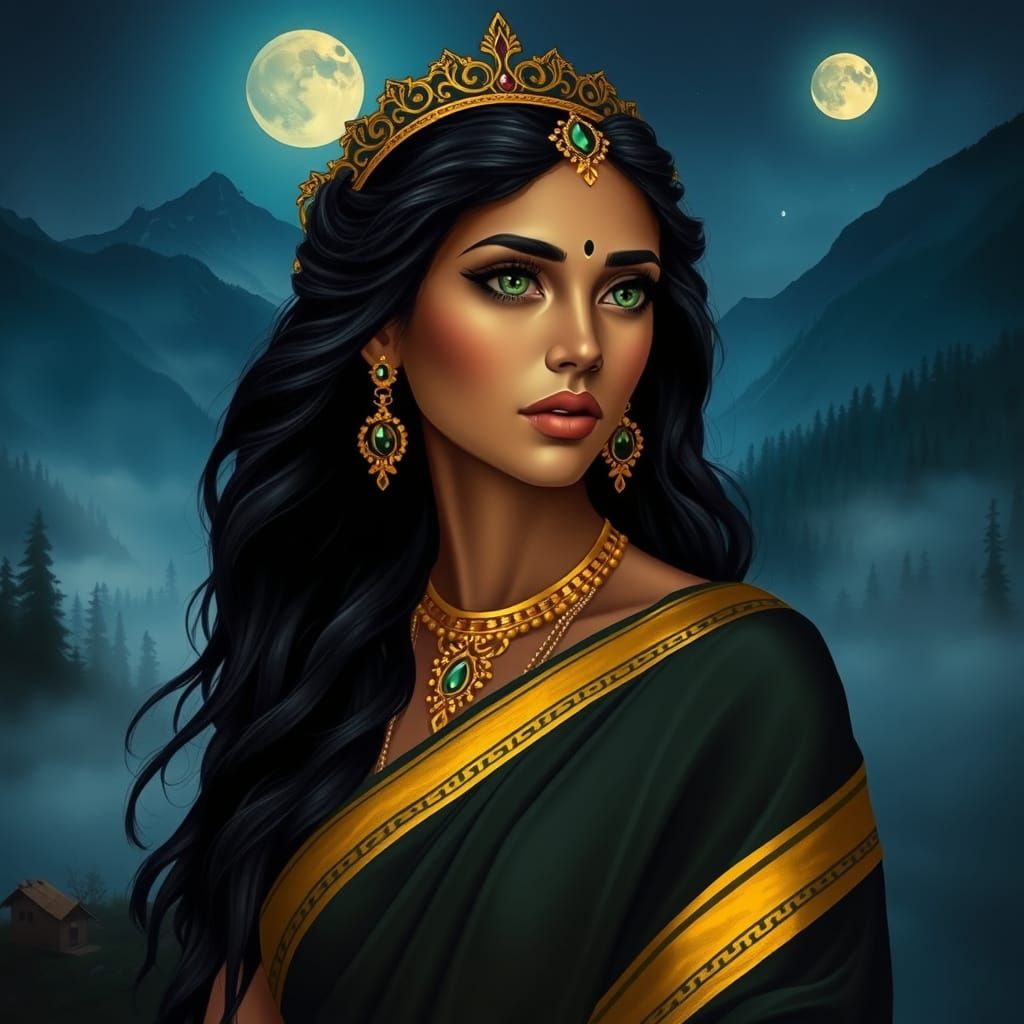 Elegant Indian Goddess Portrait in Vibrant Colors