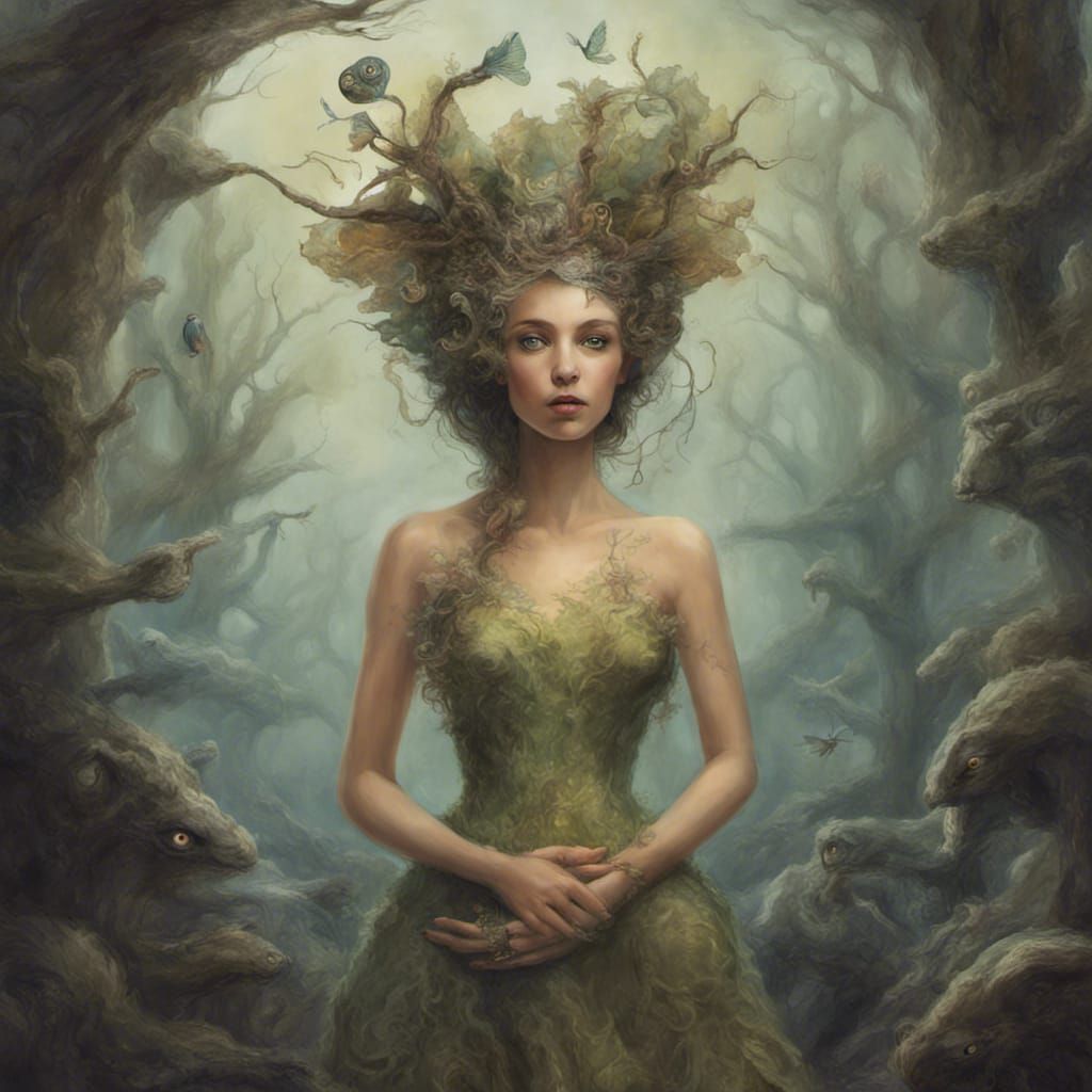 Surreal Fae Princess in Prehistoric Landscape