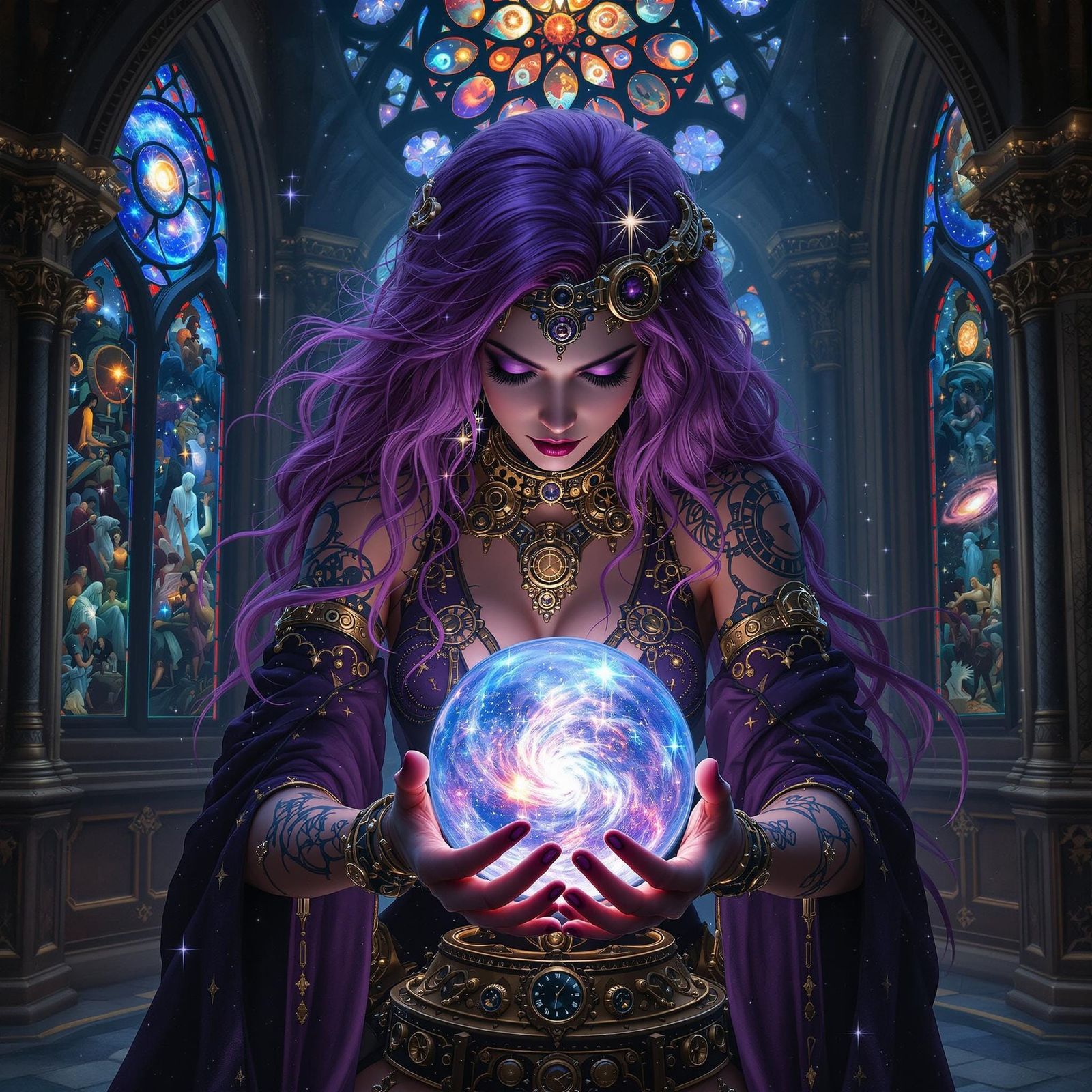 Dieselpunk Oracle Gazing into Crystal Ball