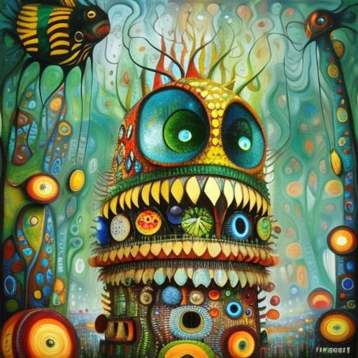Angler Fish Oil Painting in Pop Surrealism Style