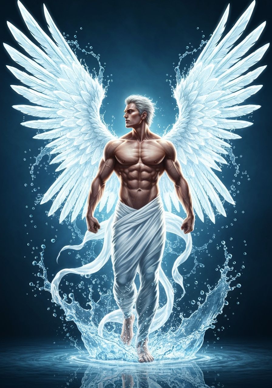 Radiant Angel Emerges from Water: Fantasy Digital Art