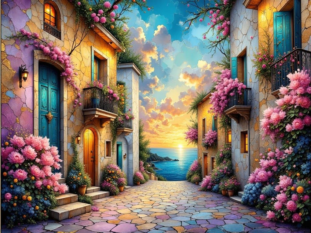 Mediterranean Alley with Sea View