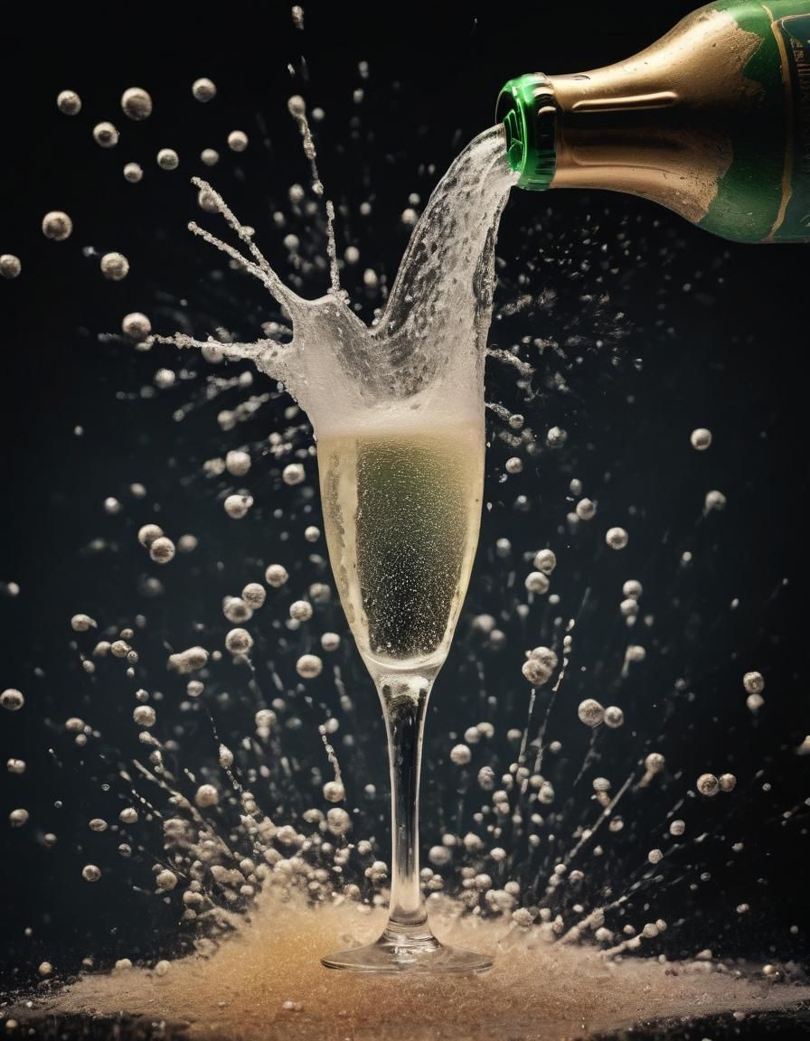 Vibrant Champagne Explosion: Vintage Photograph