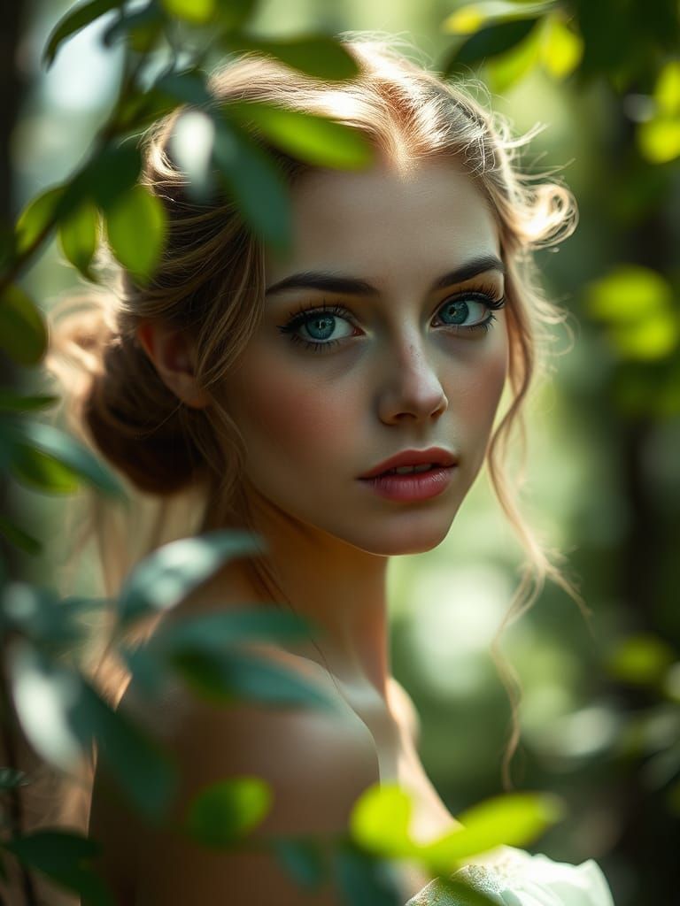Ethereal Forest Spirit Portrait in Soft Light