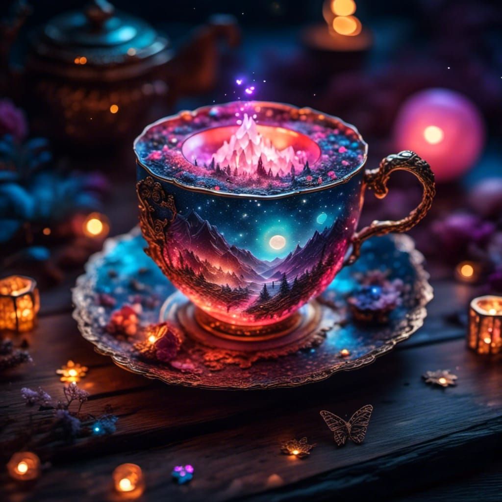 Crystalline Teacup in Borderland Fantasycore Style