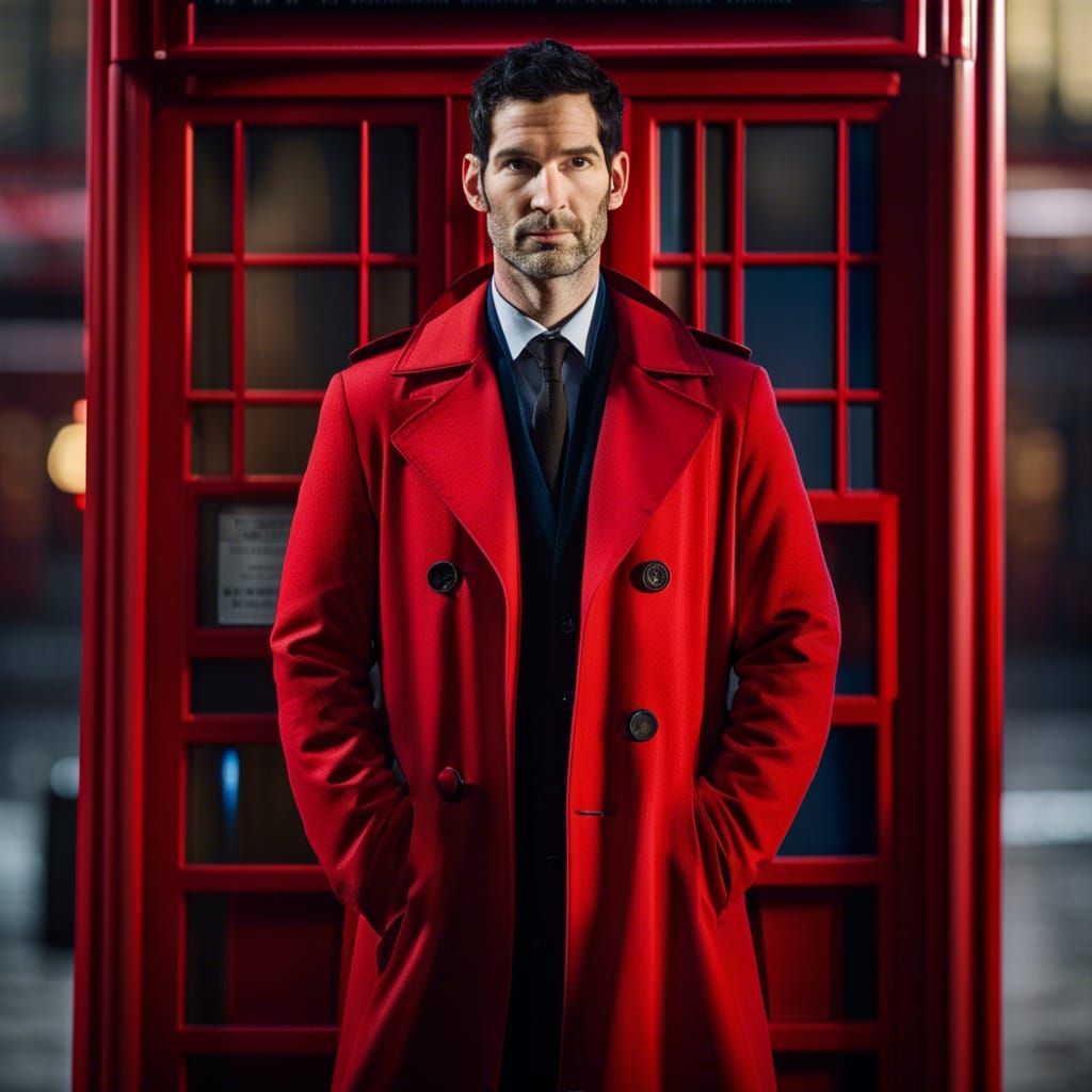 Doctor Who Portrait in Red Trench Coat
