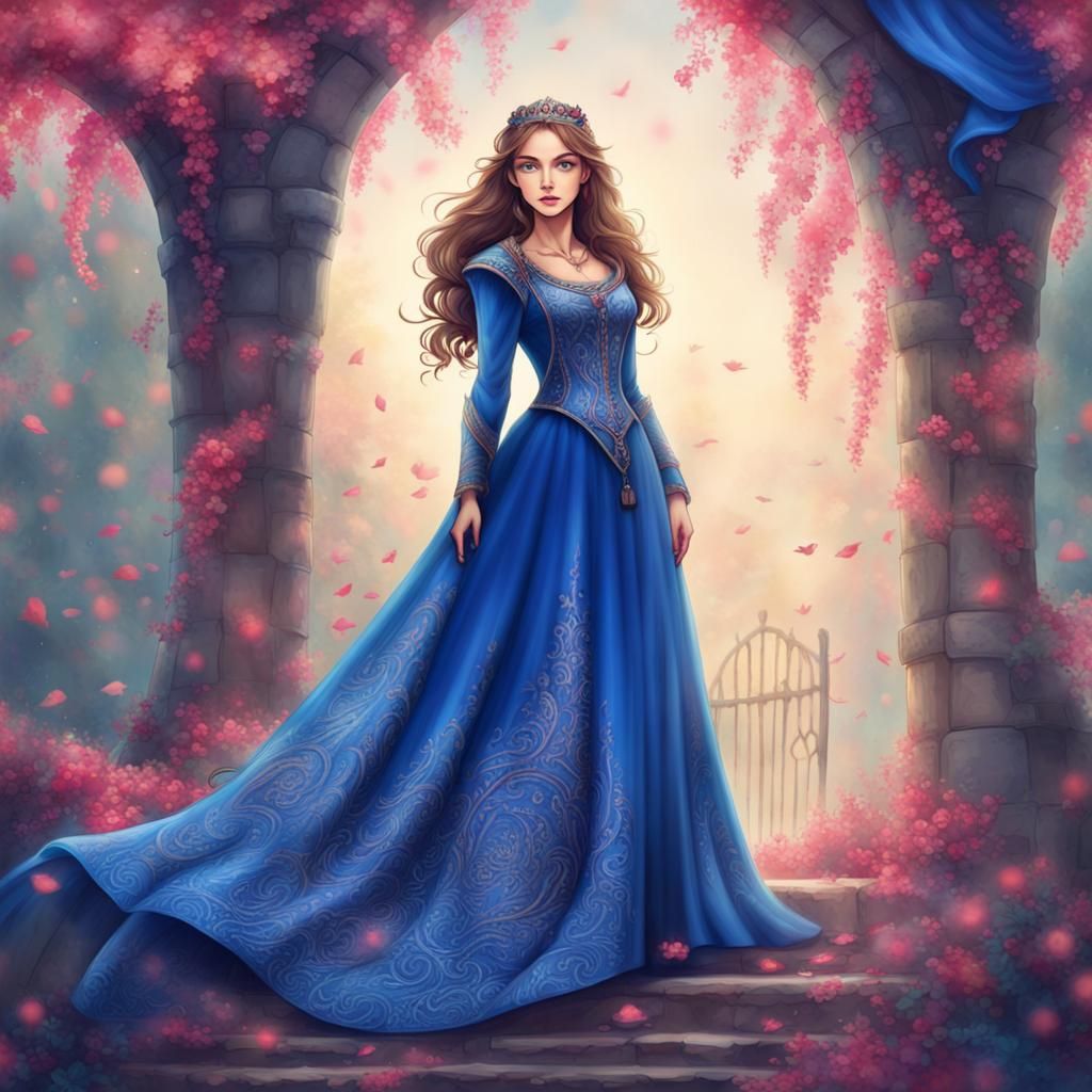 Radiant Medieval Castle Wallpaper with Beautiful Woman