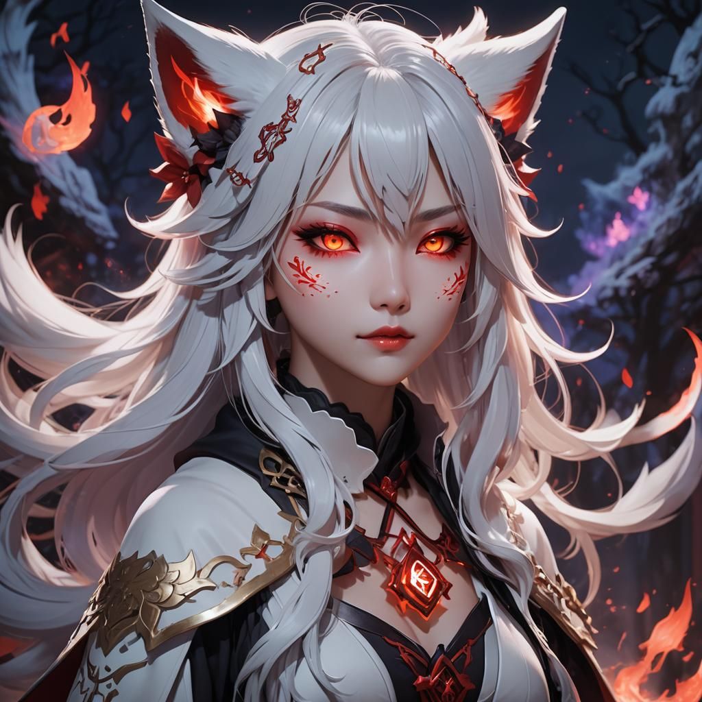 Kitsune Girl Controlled by Vampire Magic: Anime Portrait