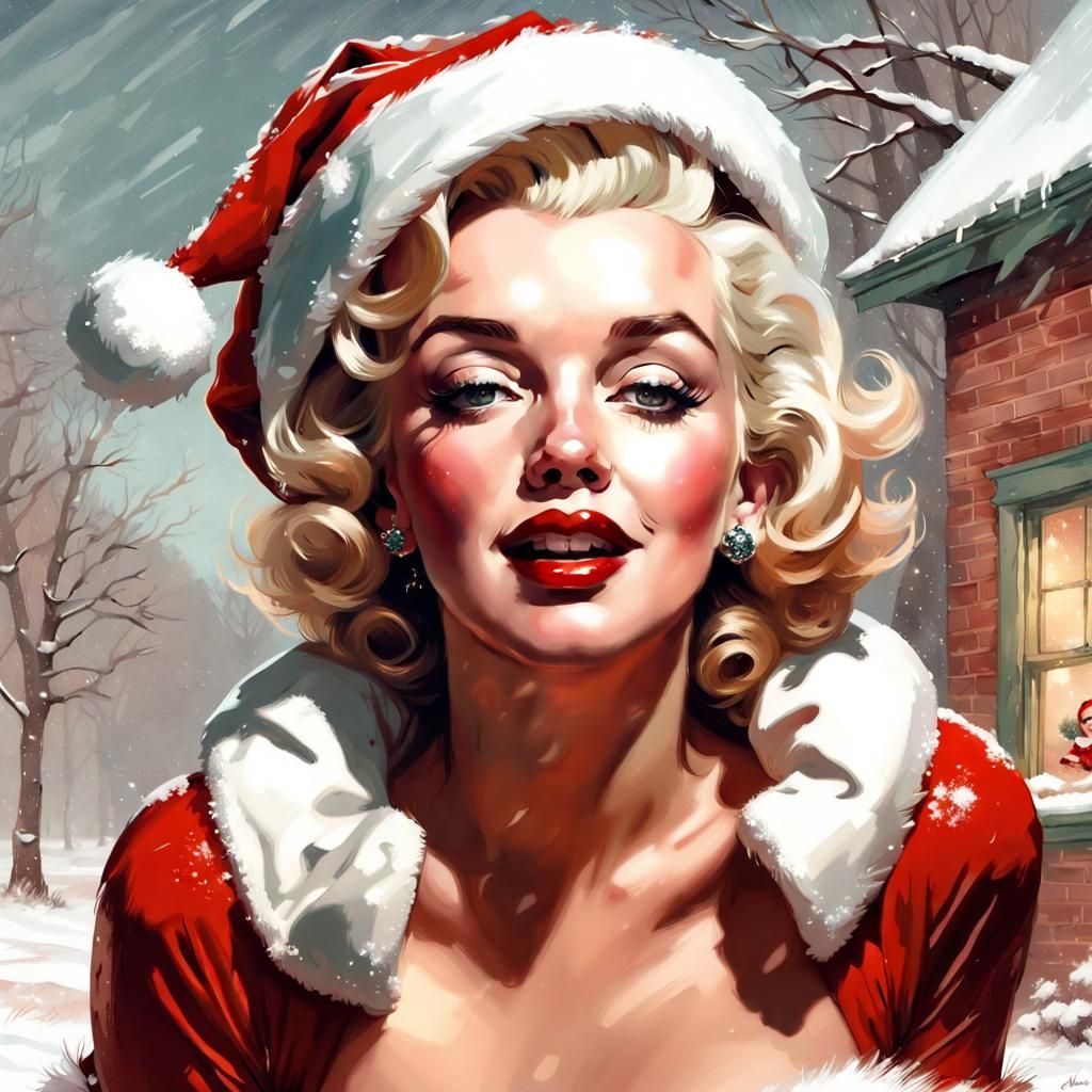 Marilyn Monroe as Santa in Pin-Up Style