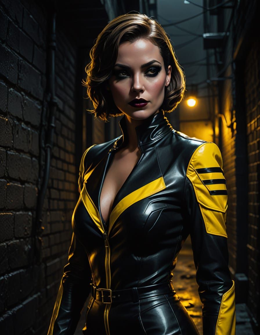 Wasp Woman in Dark Alley: Comic Book Art