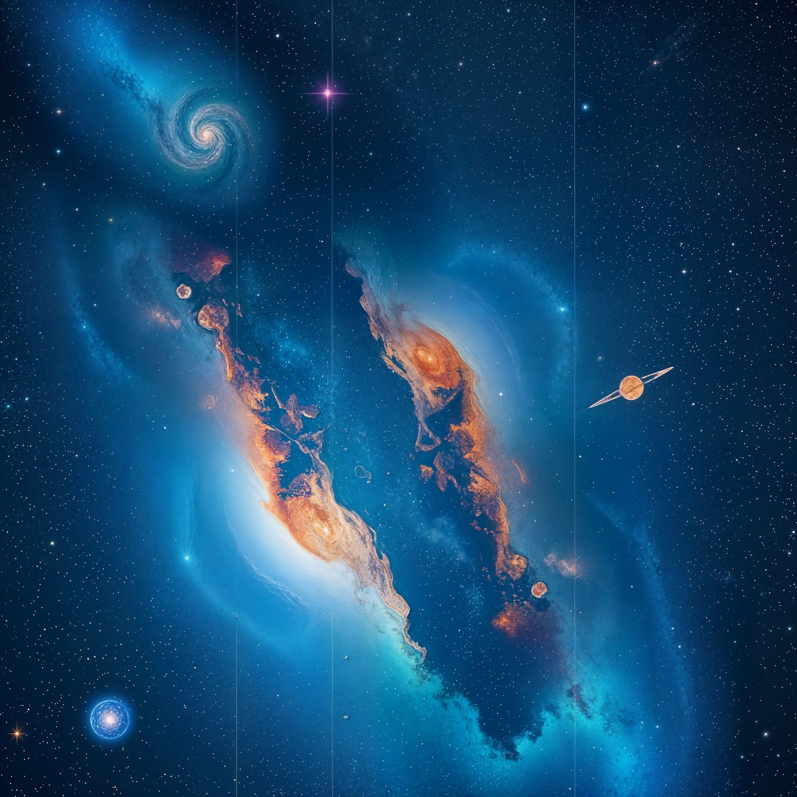 Realistic Galaxy with Swirling Colors and Stars