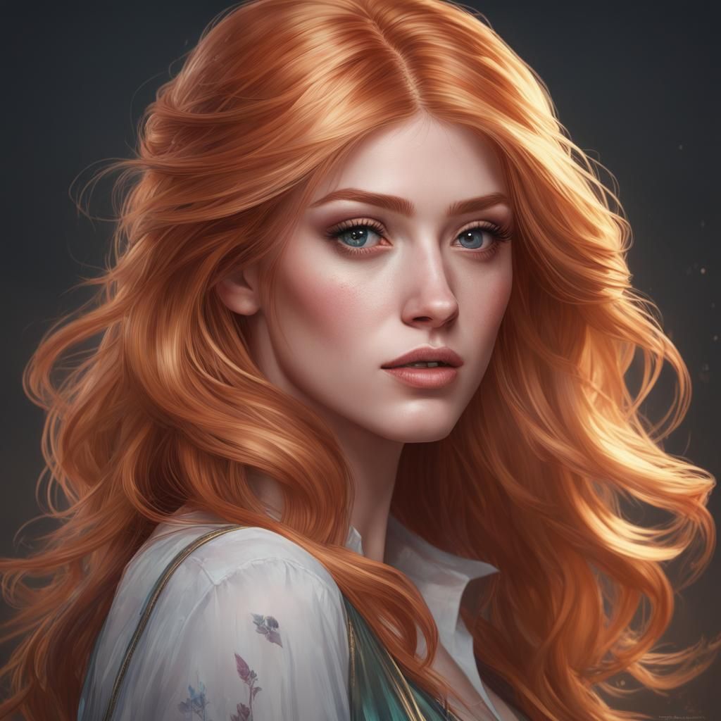 Katherine McNamara head and shoulders portrait, 8k resolution concept art portrait by Greg Rutkowski, Artgerm, WLOP, Alp...