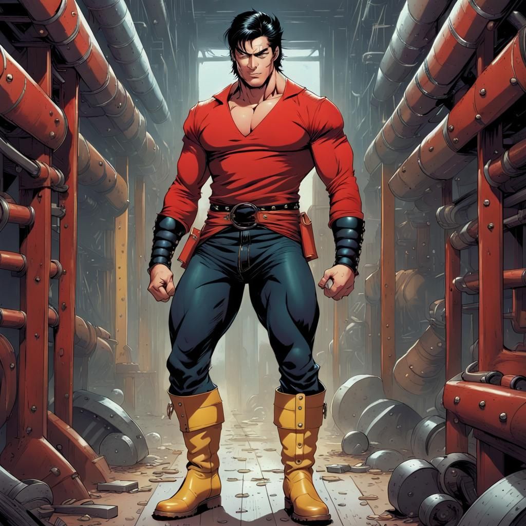 Muscular Man in Comic Book Art Style