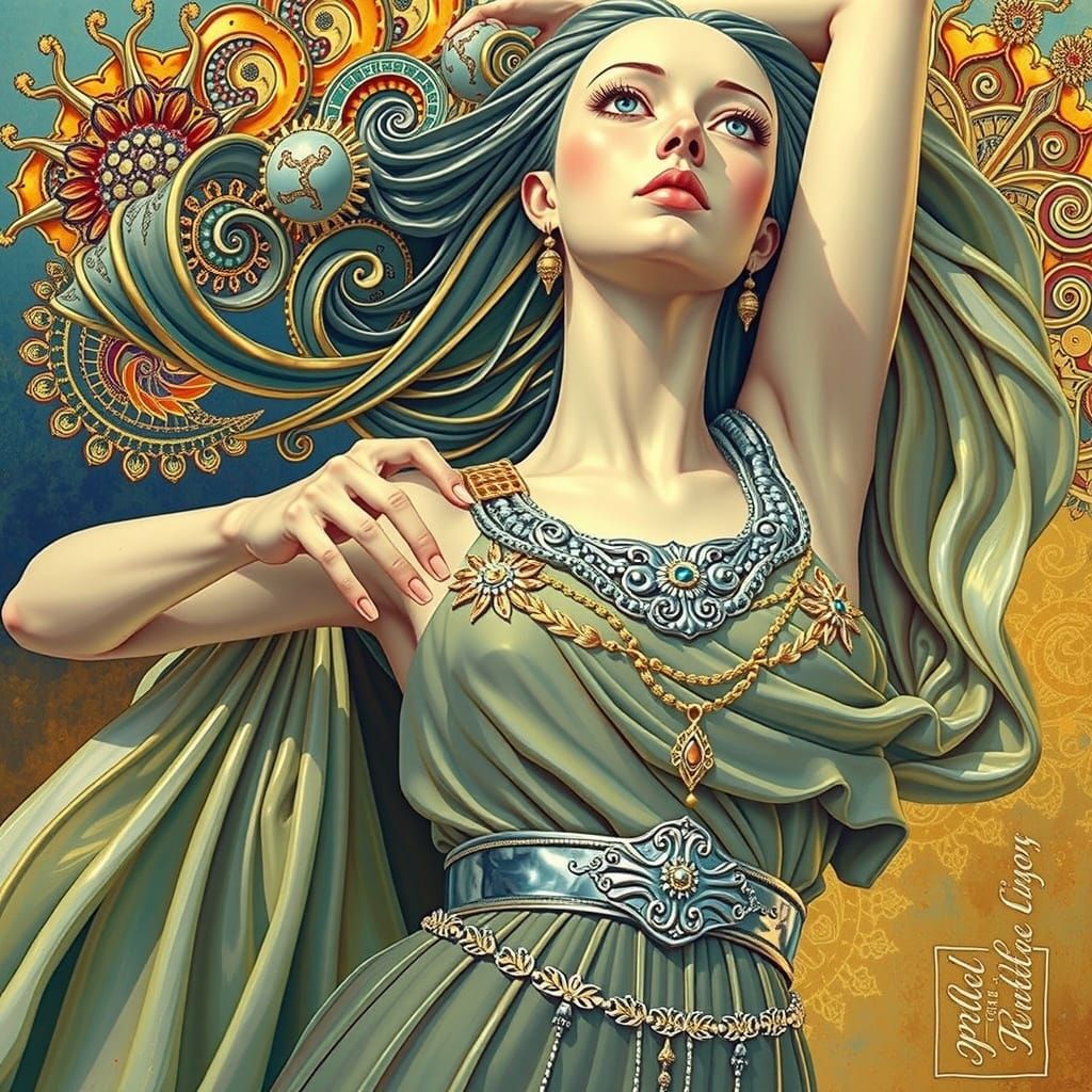 Great Fire of London in Hyperrealistic Klimt Style