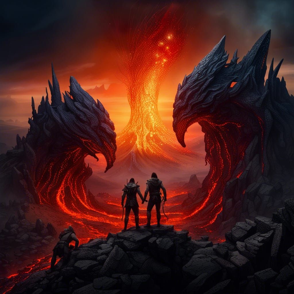 Atlanteans and Elves Unite on Lava Mountain