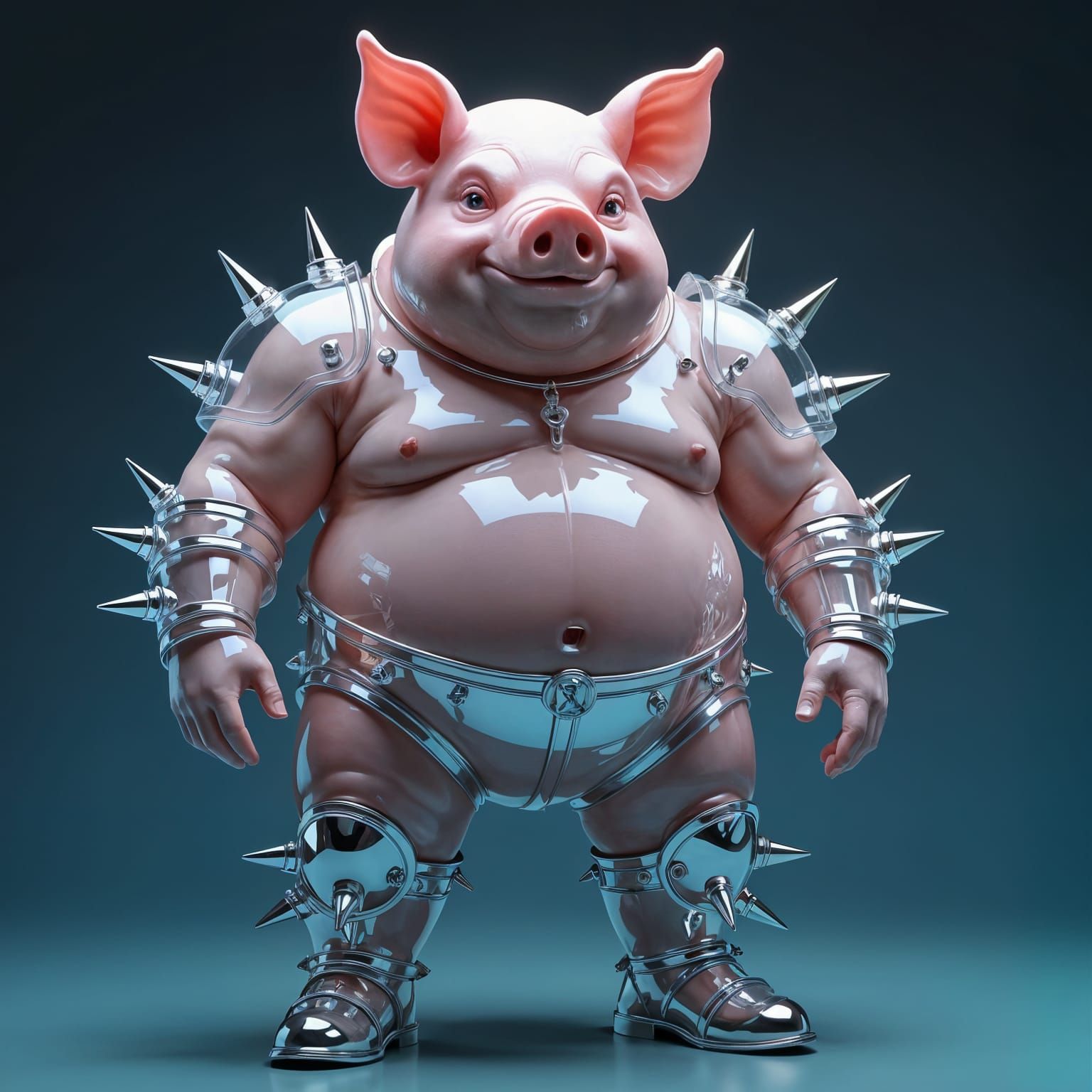Pig-Headed Warrior in Glass Armor, Surreal Fantasy Art