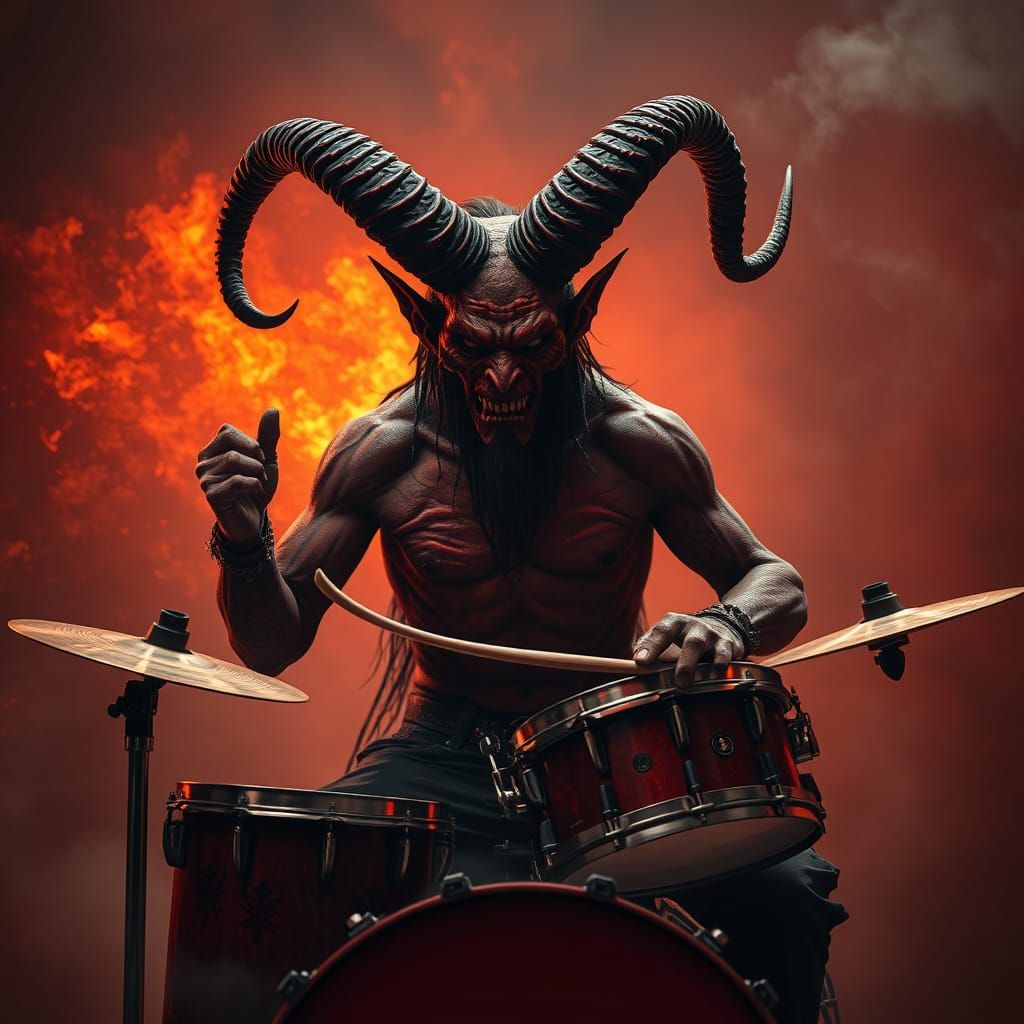 Demonic Drummer in Horrorcore Style