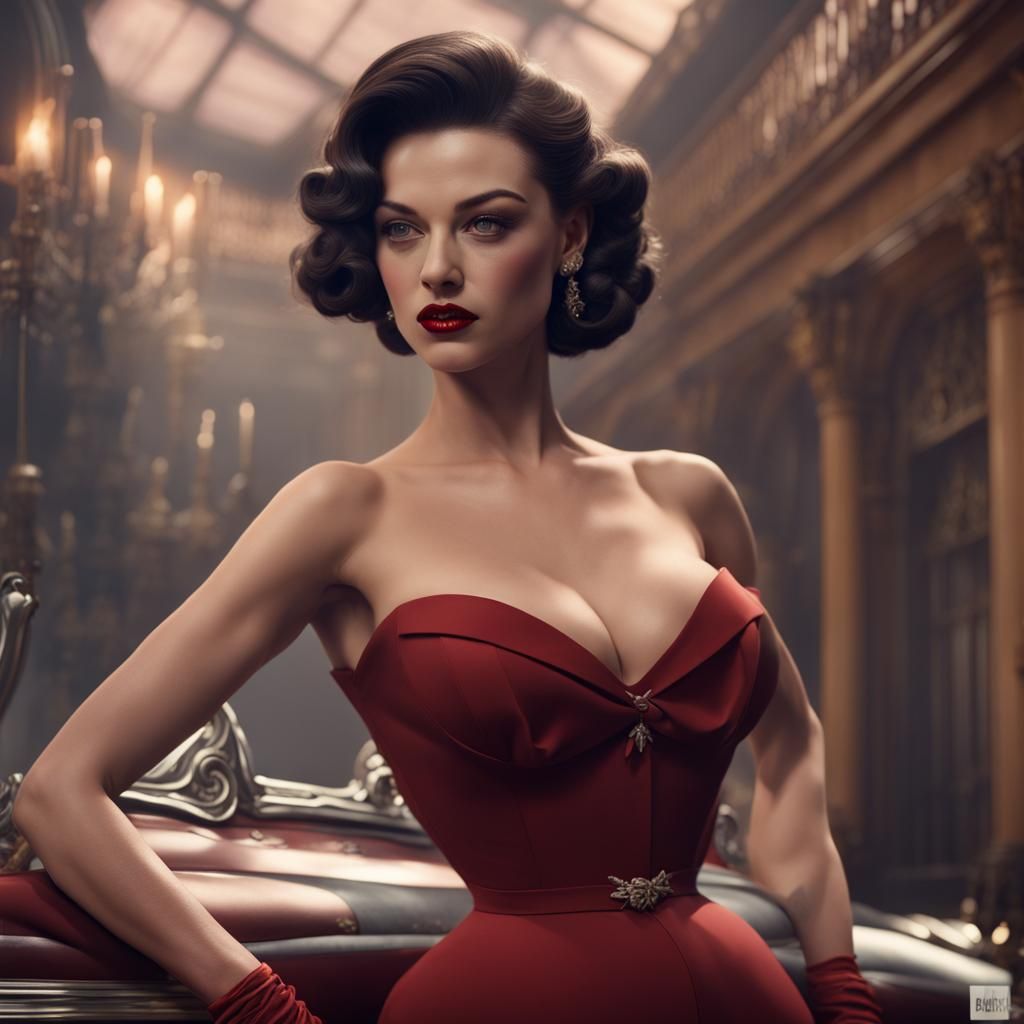 Brunette in Dior New Look Style, Matte Painting