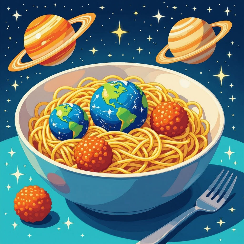 Galaxy Pasta Bowl with Planet Meatballs