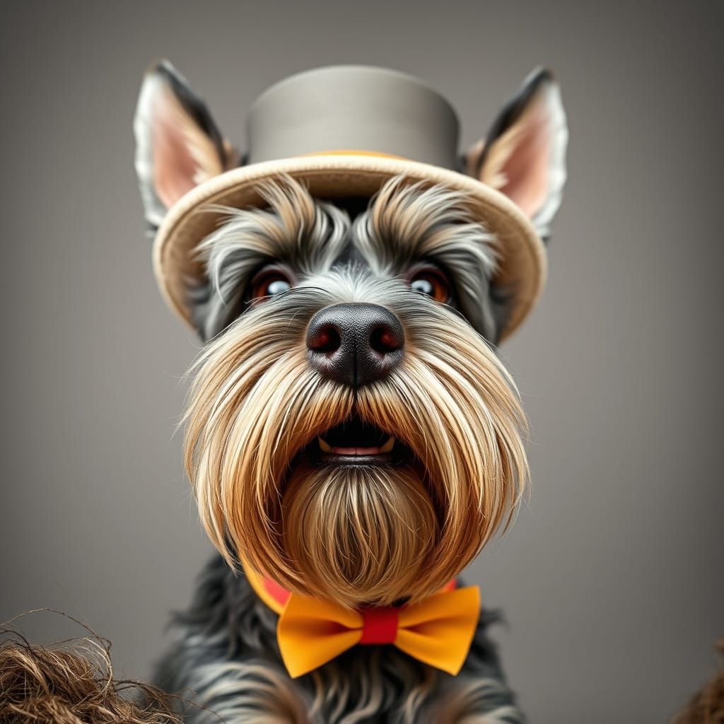 Silly Schnauzer Selfie in Top Hat